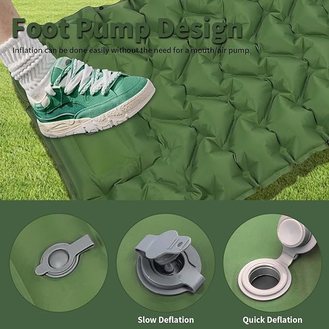 Camping Sleeping PadSelf Inflating Sleeping Pad with Pillow Built-in Foot Pump Ultralight Portable Inflatable Sleeping Pads for Outdoor Camping BackpackingHikingTentsIncludes Carry Bag