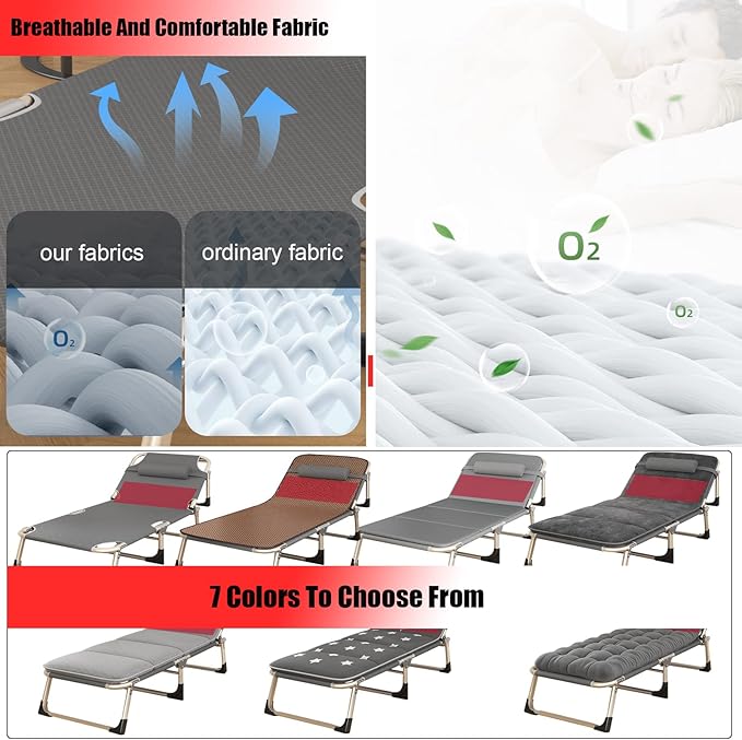 Lounge Chair Chair Reclining Lounge Chair Lawn Recliner Folding Portable Chaise Lounge with Detachable Cushion Reclining Patio Lounger Chair for Indoor A