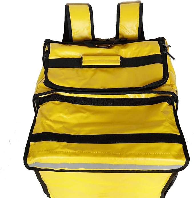 PK-GV: Extendable Food Delivery Rucksacks Flexible Pizza Takeaway Bags Delivery Backpacks with Cup HoldersYellow