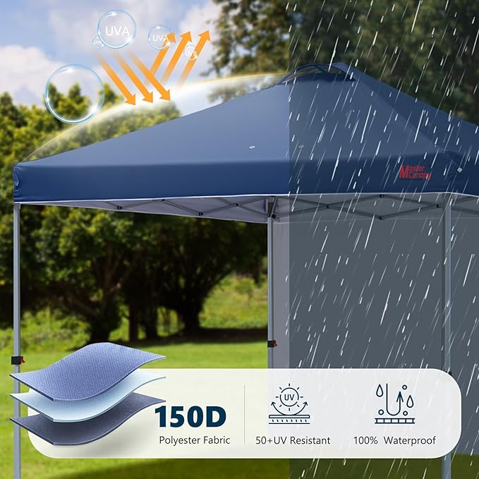 MASTERCANOPY Durable Pop-up Canopy Tent with 1 Sidewall (8'x8'Navy Blue)