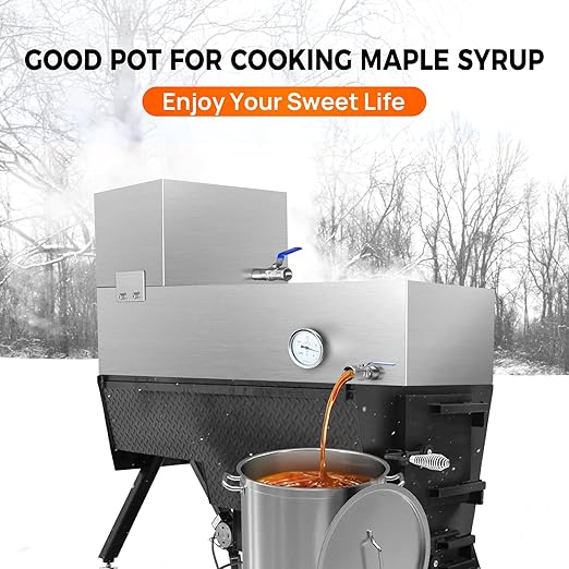 35x24x18.5 Inch Maple Syrup Evaporator Pan304 Stainless Steel Maple Syrup PanEvaporator Pan for Boiling Maple Syrup with 2 ValvesThermometer Divided Pan
