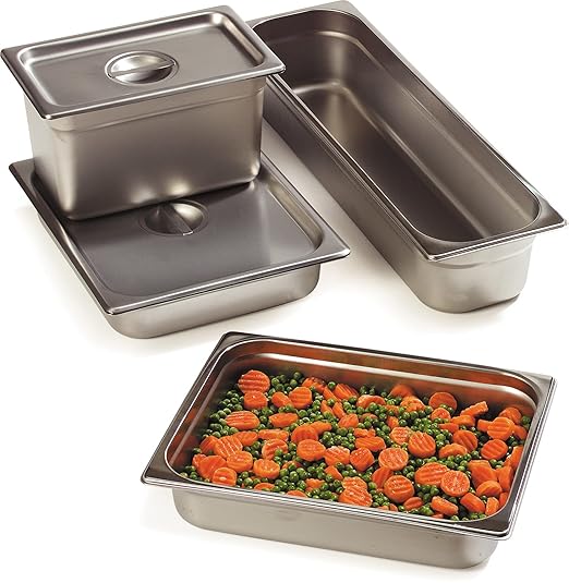 Carlisle FoodService Products Durapan Stainless Steel Pan 1/4 Size Hotel Pan for Catering Buffets Restaurants Stainless Steel 6 Inches Deep Silver (Pack of 6)