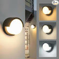 Aiwewin 2 Pack Outdoor Wall Sconces 6 Inch Modern Round LED Exterior Light Fixtures 1200LM 3CCT Selectable (3000K/4000K/6000K) IP65 Waterproof Black Aluminum Porch Lights for Garage House Garden