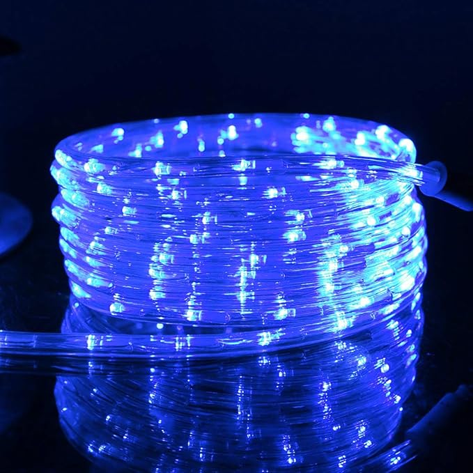 50ft 360 LED Waterproof Rope Lights 110V Connectable Indoor Outdoor Blue Rope Lights for Outside Deck Patio Pool Camping Bedroom Decor Landscape Lighting and More (Blue)