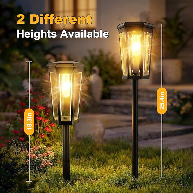 echosari 8 Pack Solar Pathway Lights Outdoor Waterproof Solar Lights Outdoor Auto On/Off Long-Lasting Solar Powered Garden Lights Driveway Lights for Yard Path Landscape Walkway Lawn（Warm White）