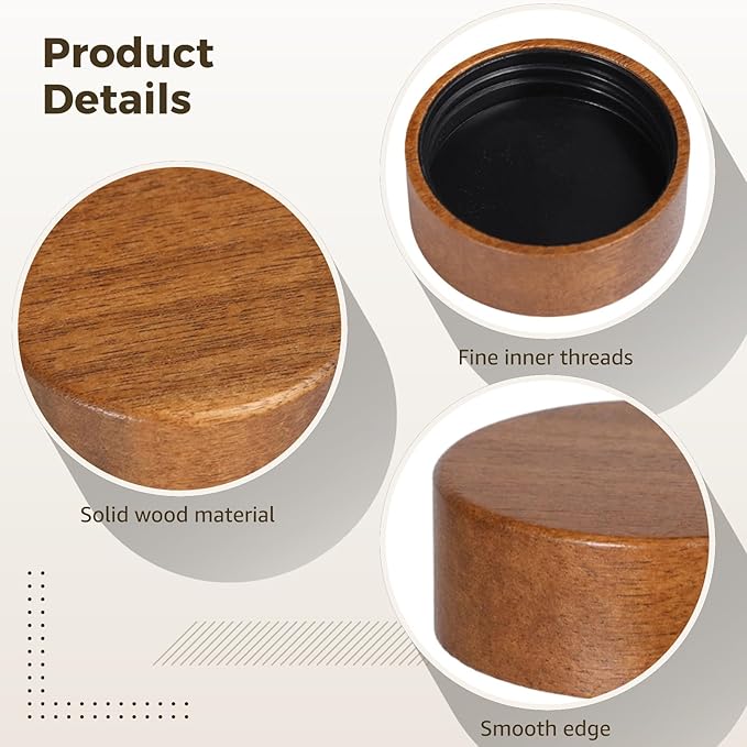 28 Pcs Air Tight Wood Lids for Spice Jars Wooden Jar Lids 1.6 in for 4 Oz &amp 8 Oz Jars Reusable Lids