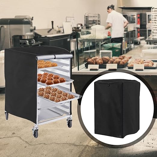 Bun Pan Rack Cover High Density Lightweight Dustproof Oxford Cloth Cover for Bakery Rack Commercial and Home Use Easy to Clean- 420D 59x72x82cm