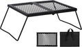 REDCAMP Folding Campfire Grill Heavy Duty Steel Grate Portable Camp Fire Cooking Rack Over Fire Pit with Carrying Bag for Outdoor BBQ Camping