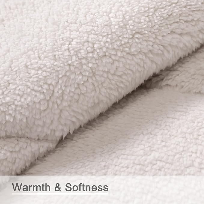 zzlamb Outdoor Camping Blanket with Sherpa LiningPuffy Thick Camp Quilt for SleepingPackable Warm Wearable Fleece Blankets for Cold WeatherTravelingBackpackingPicnicsBeachStadium 52x75in