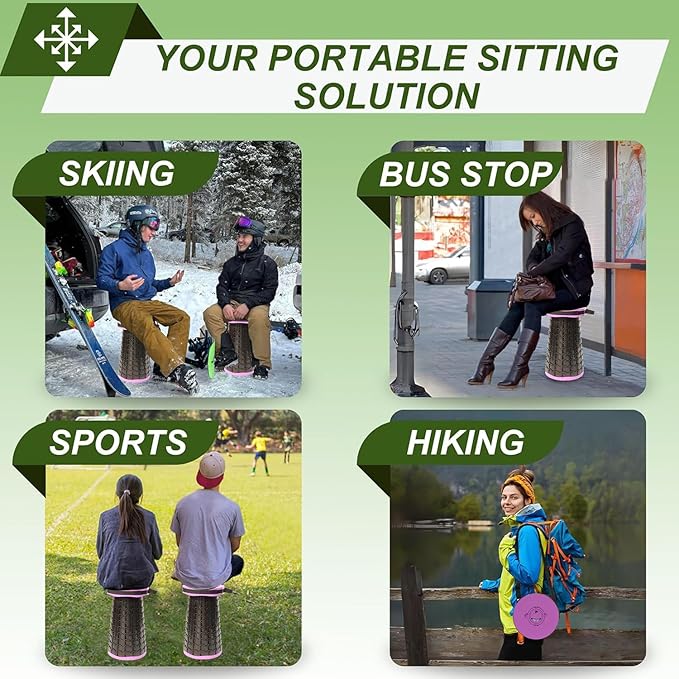 ALEVMOOM Upgraded XXL Collapsible Stool with Cushion 19.71000lbs Max WeightWider &amp Taller Pop Up Seat Heavy Duty Portable Retractable Folding Chair or Travel Foot Rest for Camping &amp Outdoo
