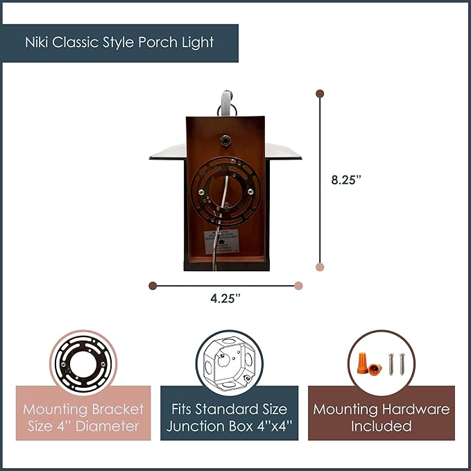 RIVER OF GOODS Stained Glass Outdoor Light Fixture - 11.75 H - Mission Style Porch Light - ‎Niki