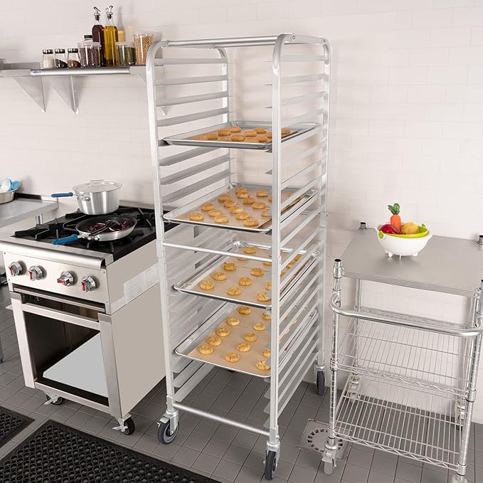 HARDURA 20 Tier Bun Pan Rack Bakery Rack with Casters NSF Home Commercial Kitchen Aluminum Storage Cooling Sheet Pan Rack20x26x69H