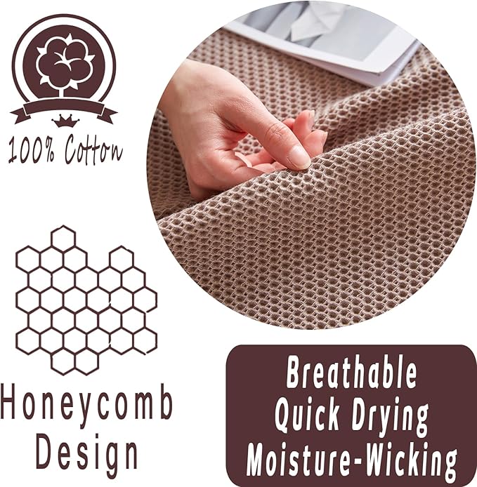 Bnitoam 100% Cotton Waffle Weave Blanket for Bed Couch Sofa 40x60 Ultra Soft Breathable Cooling Cellular Blanket Lightweight All Season Machine Washable (Taupe 40x60)