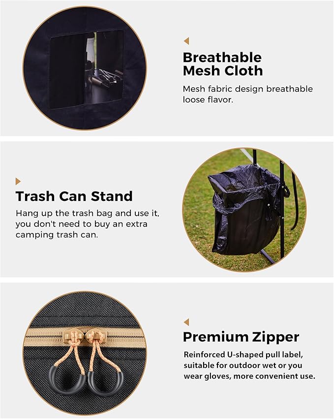 KingCamp Bamboo Camp Kitchen Station Folding Overland Camping Kitchen Table Hooks Portable Outdoor Cooking with Adjustable Lantern Pole &amp Windshield Storage Organizer for Tailgating BBQ Picnic RV