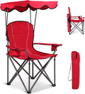 KOTEK Camping Chair with Canopy Portable Canopy Chair with Shade Cup Holder &amp Carry Bag Outdoor Folding Chairs for Sports Events Fishing Beach Picnic Hiking Travel (Red)