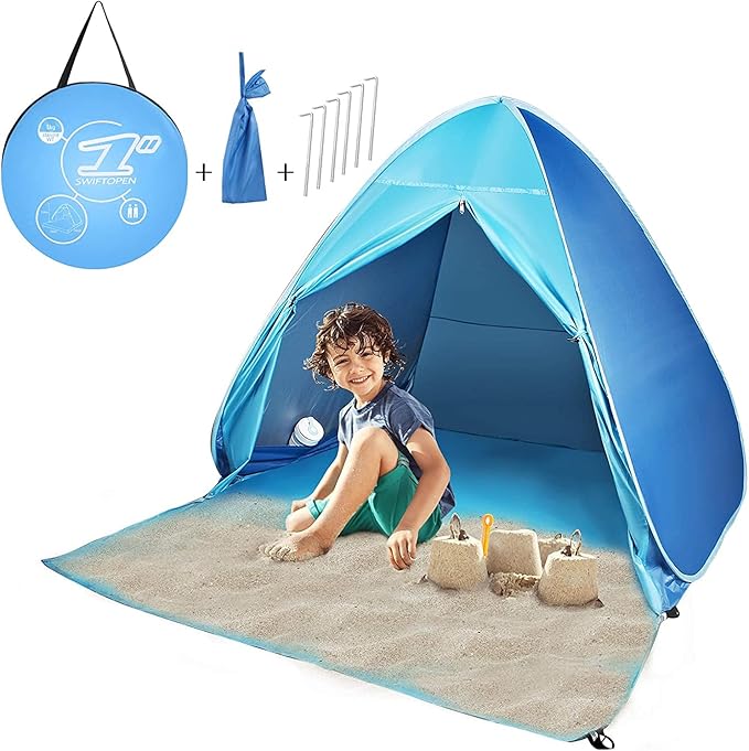 UPF 50+ Pop Up Beach Tent Sun Shelter Portable Anti UV Sun Shade Shelter for 1~3 Person Outdoor Activities Camping Fishing Hiking Picnic Touring