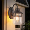 Classic Updated Dusk-to-Dawn Outdoor Light. Outside Exterior Porch Wall Light Fixture in Textured Black. Anti-Rust and Waterproof Wall-Mounted Lantern. Outside Light for House Front Door.