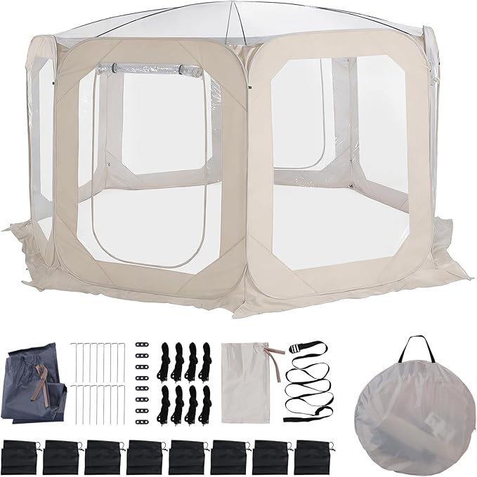 Bubble Tent with Rain Cover &amp Storage Bag 12x7ft Transparent Igloo Tent Dome for 6-8 Person Bubble House for Camping Backyard Party Stargazing