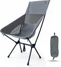 IEJ Ultralight High-Back Camping Chair - Portable Folding Backpacking Chair with Anti-sag Footmuffs Supports up to 300 lbs Compact and Durable for Outdoor Activities - Grey