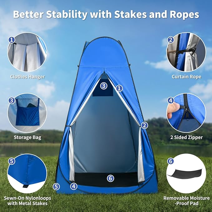 Pop Up Privacy Shower Tent Outdoor Portable Changing Tent Camping for Camping Beach Toilet Shower Bathroom Changing Room Sun Shelter with Window with Carry Bag