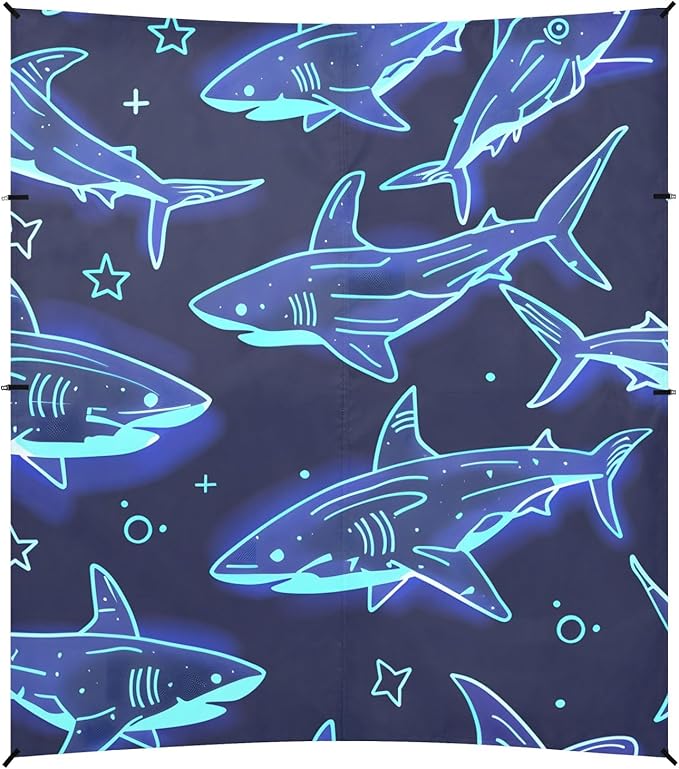 Cute Sharks Camping Sun Shelter Beach Tent Portable Beach Sun Shade Outdoor Canopy for Camping Trips Fishing Picnic