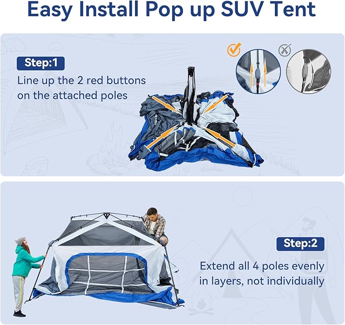 SUV Tent for Camping SUV Camping Tent with Awnings Waterproof Blow Up Tent Easy Setup Car Truck Camping Tent