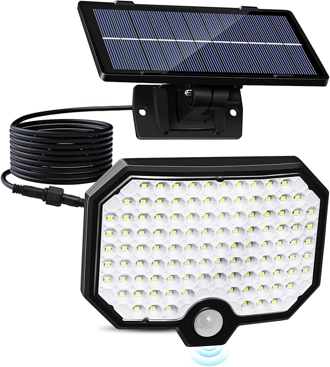 Solar Lights Outdoor Waterproof Motion Sensor Outdoor Lights with 16.5ft Cable120°Wide Angle Dusk to Dawn Solar Security Split Flood Lights for Yard Garage Porch Shed BarnLED 6500K1 Pack
