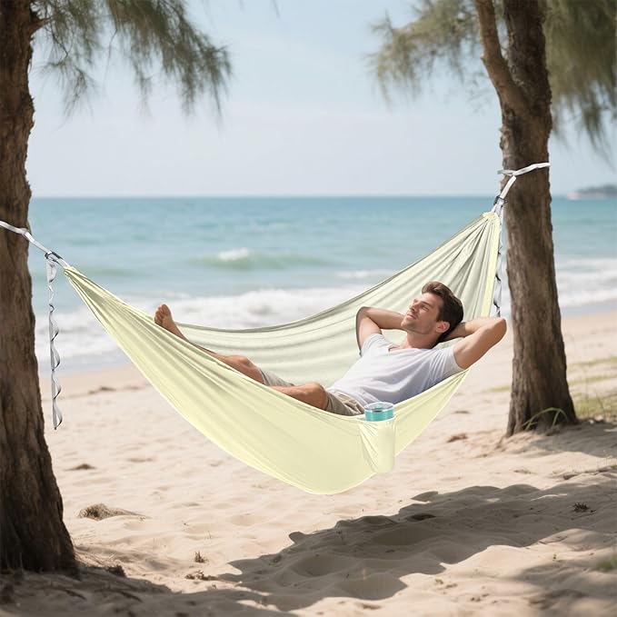 Cream Hammocks with Straps Camping Hammocks for Outdoor 114 x 54