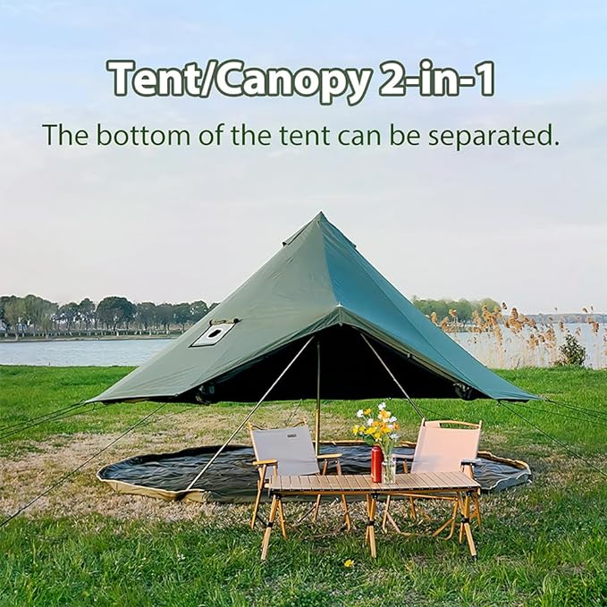 Cotton Canvas Bell Tent with Stove Jack Roomy Yurt for Family Glamping Camping 4 Season Tent with Zipped Removable Floor