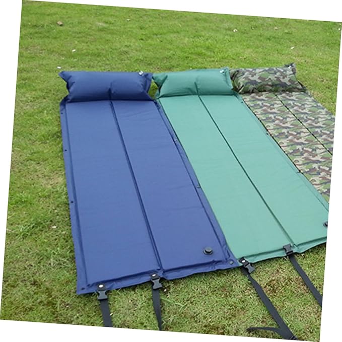 Portable Inflatable Camping Sleeping Pad with Pillow Wear Resistant Lightweight Mat for Outdoor Hiking Picnic Tent Use Warm Insulation Convenient Design for Single Person