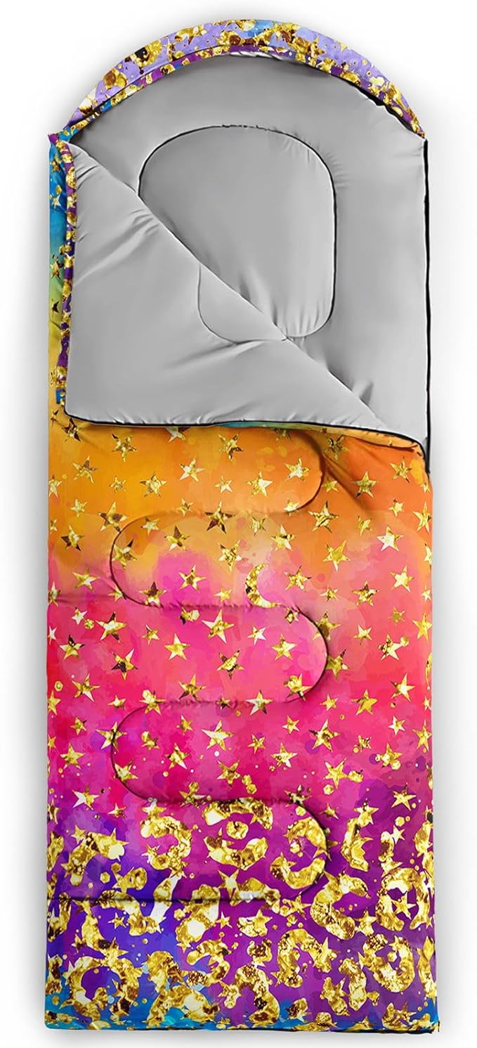 Kids Sleeping Bag for Boys GirlsCheckerboard Cat Print-Lightweight Warm Portable Outdoor Indoor-Waterproof Cold Weather Resistant Sleeping Bag for Camping Hiking