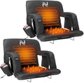 NAIZEA Heated Stadium Seats Bleacher Seat with Back Support &amp Arm Armrest Portable 6 Reclinng Positions Stadium Chair for Sports Events Outdoors（Power Bank is Not Included
