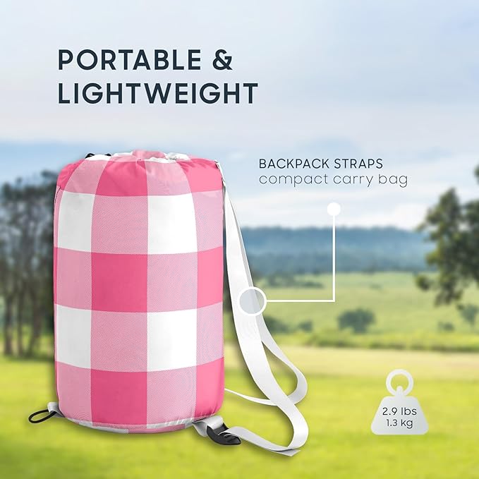 Wake In Cloud - Kids Sleeping Bag for Boys Girls Toddlers Camping in Warm Cold Weather Backpacking Lightweight Compact Outdoor Liner for 3 Seasons Gingham Plaid