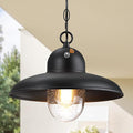 Dusk to Dawn Outdoor Pendant Lights for Porch 12 Outdoor Farmhouse Hanging Light Fixture with Adjustable Chain and Bubble Glass Black Rustic Exterior Pendant Light for Front Door Gazebo