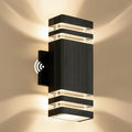 Dusk to Dawn Outdoor LightingSquare Aluminum Up and Down Exterior Lighting Fixtures Wall Mount with 2 * 7W LED Bulbs 3000K Waterproof Outdoor Wall Lights for House Porch Patio Garage Black