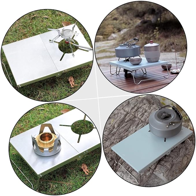 Totority 1set Portable Folding Camping Table Lightweight for Outdoor Cooking Picnics and Travel Compact Design Easy to Carry and Store Silver Sturdy