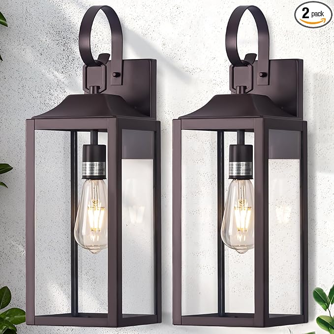 19 Large Outdoor Wall Lantern 2 Pack Bronze Exterior Lighting Fixtures Porch Light Outdoor Light Fixtures Waterproof Wall Sconce Lamps Outside Lights for House Patio Garage Porch