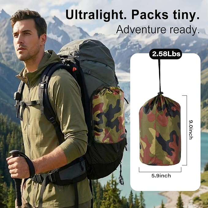 Sky Protection: LYN Lightweight Emergency Camping Tarp/Hammock Rain Fly-WaterproofRipstop FabricAnti-UV Shelter for Hiking Camping and Outdoor Adventure