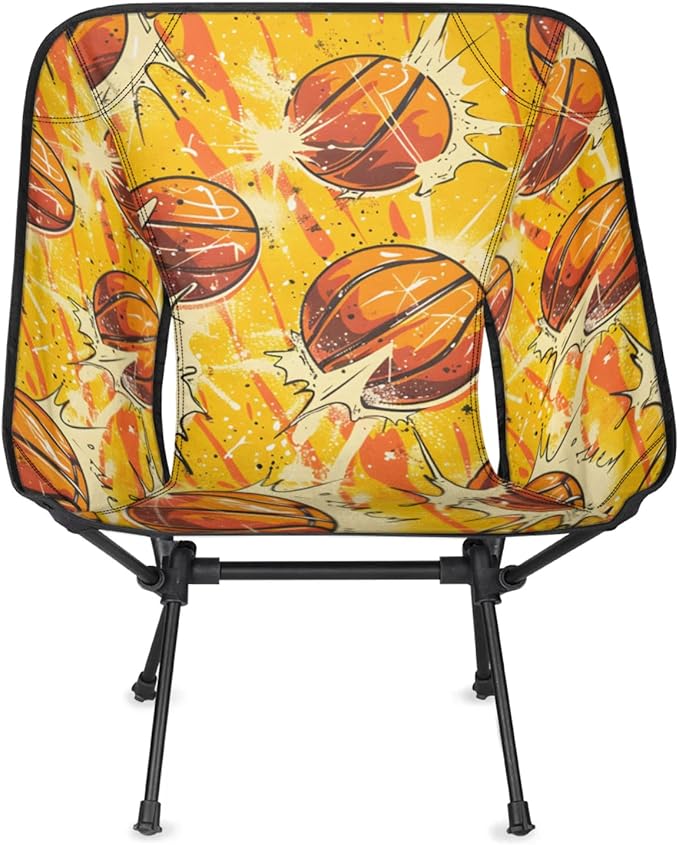Honeybaby Folding Camping Chair Basketballs Themed Camping Chairs Lightweight Portable Chair Outdoor Foldable Chairs for Camping Travel Picnic Beach Hiking
