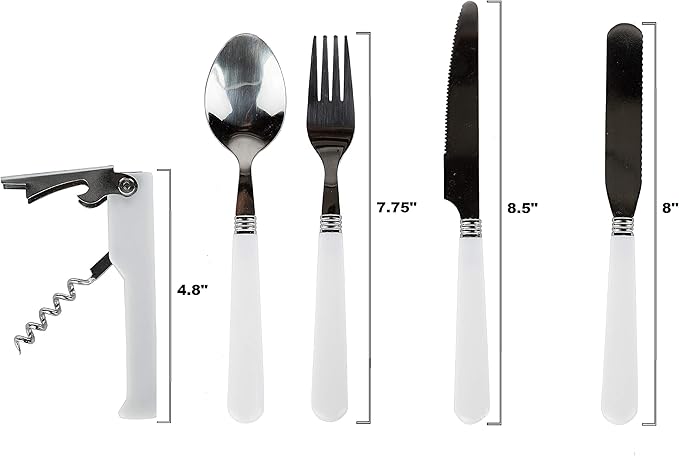 Camping Silverware Kit Cutlery Organizer Utensil Picnic Set - 12 Piece Mess Kit For 2 - Stainless Steel Plate Spoon Butter and Serrated Knife Wine Opener Fork Napkin Hiking - Camp Kitchen BBQ’s (Blue)