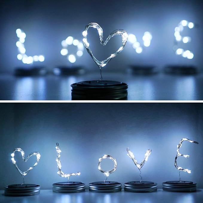 30LED Solar Mason Jar Lights 8 Pack Jar Lid String Lights (No Jars) Waterproof Fairy Firefly Light for Garden Patio Outdoor Yard Lawn Decor(Cool White)
