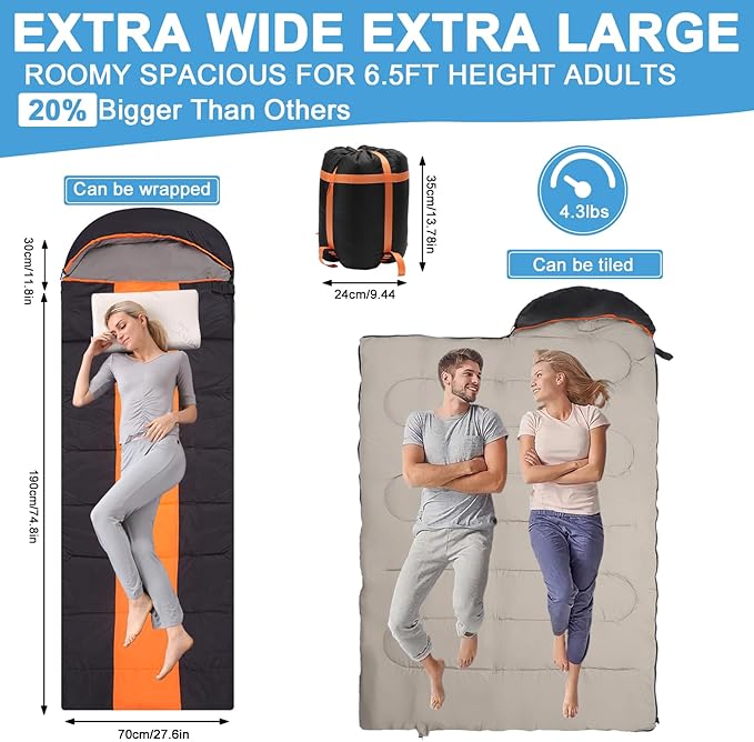 Sleeping Bags for Adults Backpacking Camping Sleeping Bag for Kids Heated Sleeping Bag for Camping Outdoor Hiking Rechargeable Lightweight Compact Camping Essentials Gear