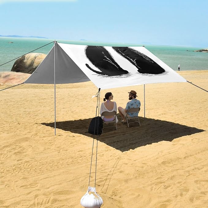 Camping Sun Shelters Black Cats Red Heart Beach Canopy 126 * 110.2in