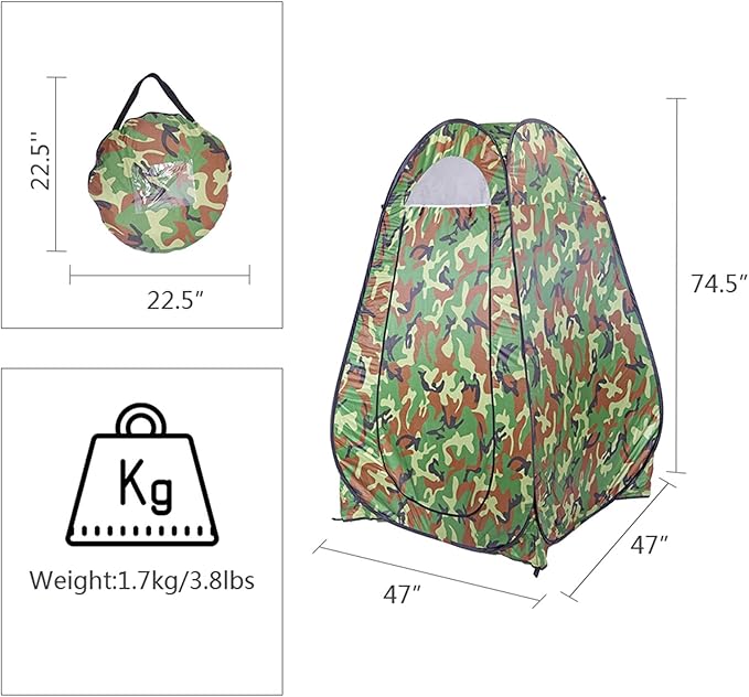 Portable Pop Up Privacy Shower TentInstant Portable Outdoor Rain Shelter with Carry BagCamp Toilet for Hiking &amp BeachLightweight &amp SturdyEasy Set Up (Camouflage)