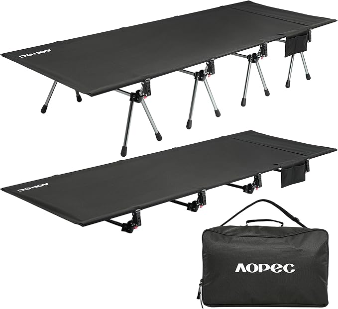 87 Camping Cot Heavy Duty 400lbs Capacity Adjustable Height with Leg Extenders Lightweight Aluminum Frame Portable Folding Bed for CampingTravel Beach Office Nap