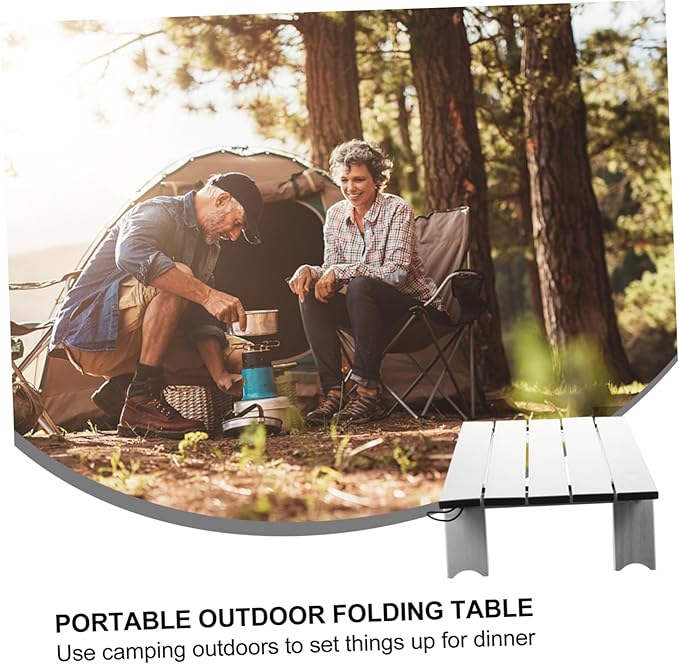 ibasenice Portable Outdoor Aluminum Folding Table Compact Camping Table Carrying Bag for Picnics Beach Parties and Outdoor Activities