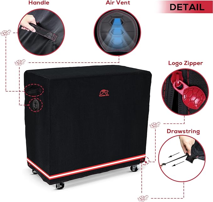 Turtle Life BBQ Grill Cover 46 Inch Heavy Duty Waterproof Barbecue Gas Grill Covers for Flat Top Griddle Anti-Fading Cover for Gas Grill Black