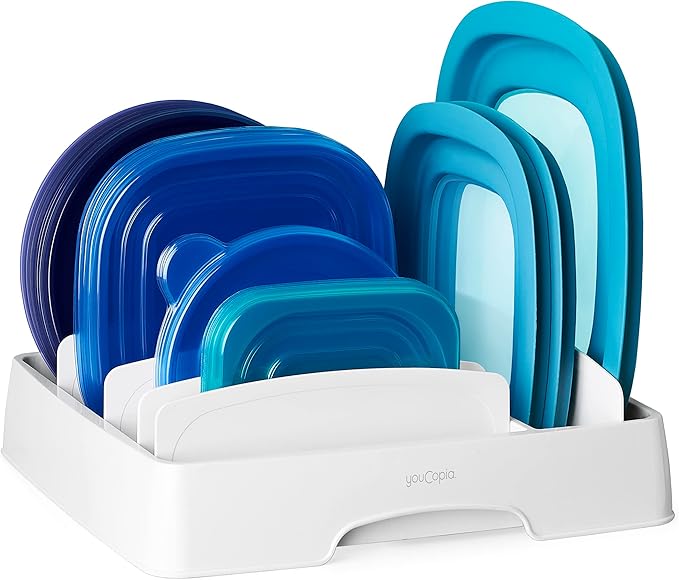 YouCopia StoraLid Adjustable Food Container Lid Organizer for Kitchen Cabinet Storage Medium Classic Edition