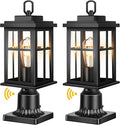 2 Pack Outdoor Post Lights Black Dusk to Dawn Post Lights Outside Waterproof Outdoor Column Lantern for House Garden Doorawy Backyard 100% Aluminum