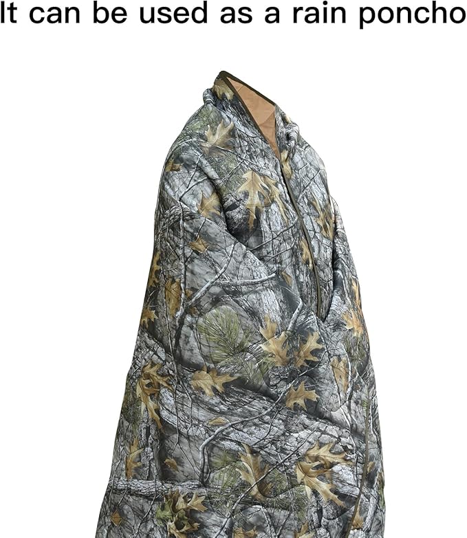 LOOGU Camo Blanket Waterproof Insulation Poncho Liner for Outdoor Camping Hiking Hunting Survival Backpacking Picnicking